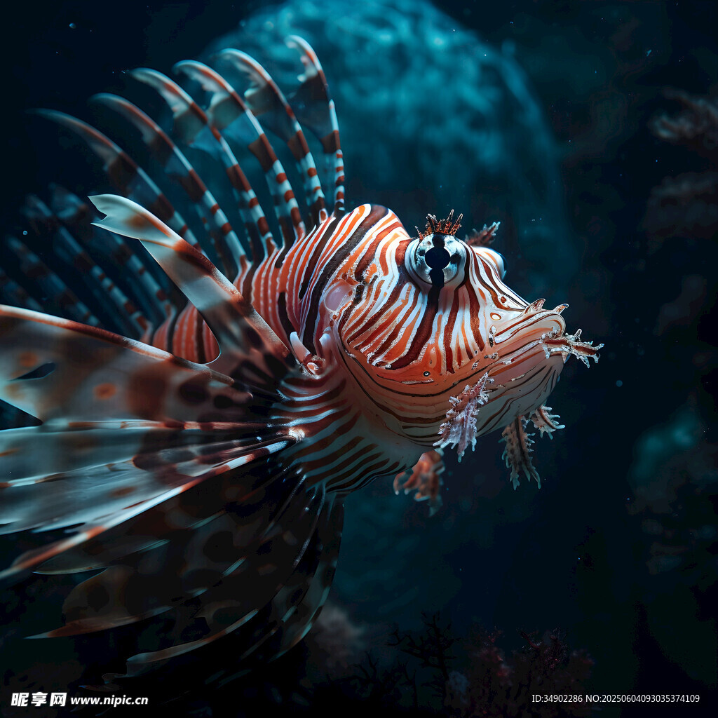 海洋中的美麗獅子魚