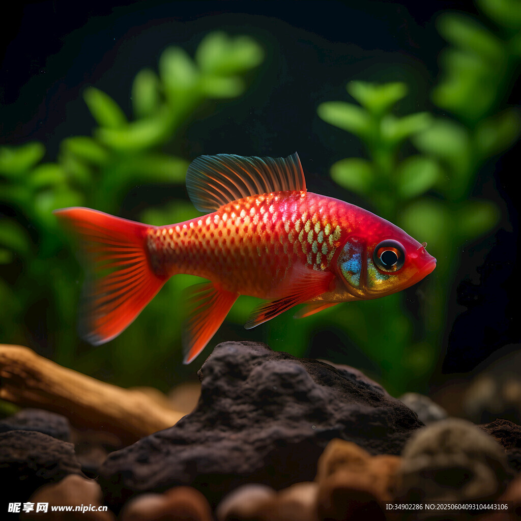 靈動紅魚悠游于水族世界
