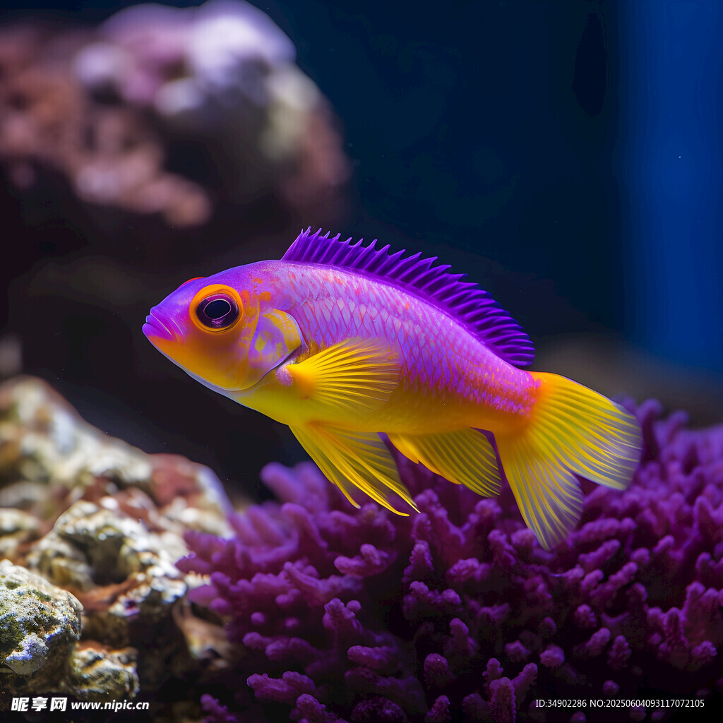 多彩海魚悠游于珊瑚間
