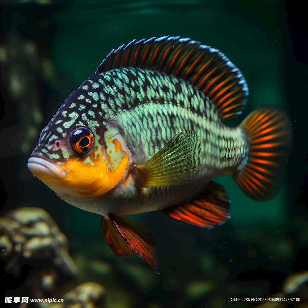 色彩斑斕的觀賞魚特寫