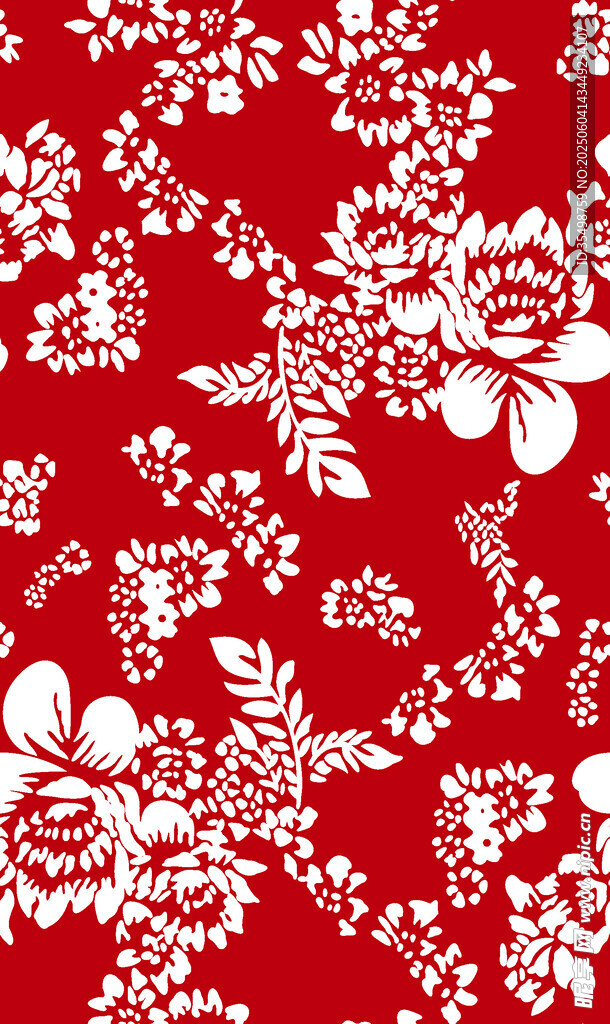 紅色底白色花卉圖案紋理