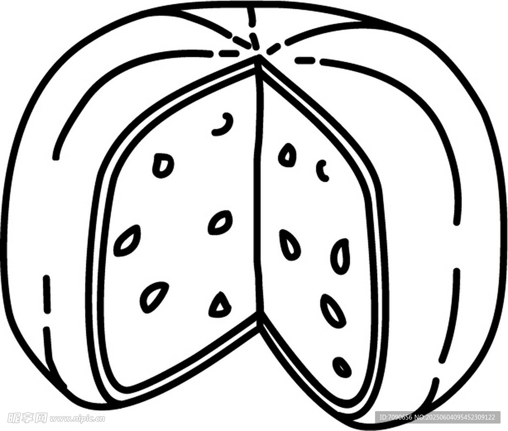 切開(kāi)的帶籽果實(shí)簡(jiǎn)筆畫(huà)
