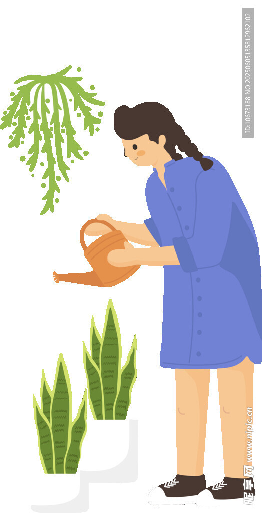 女士澆花場景