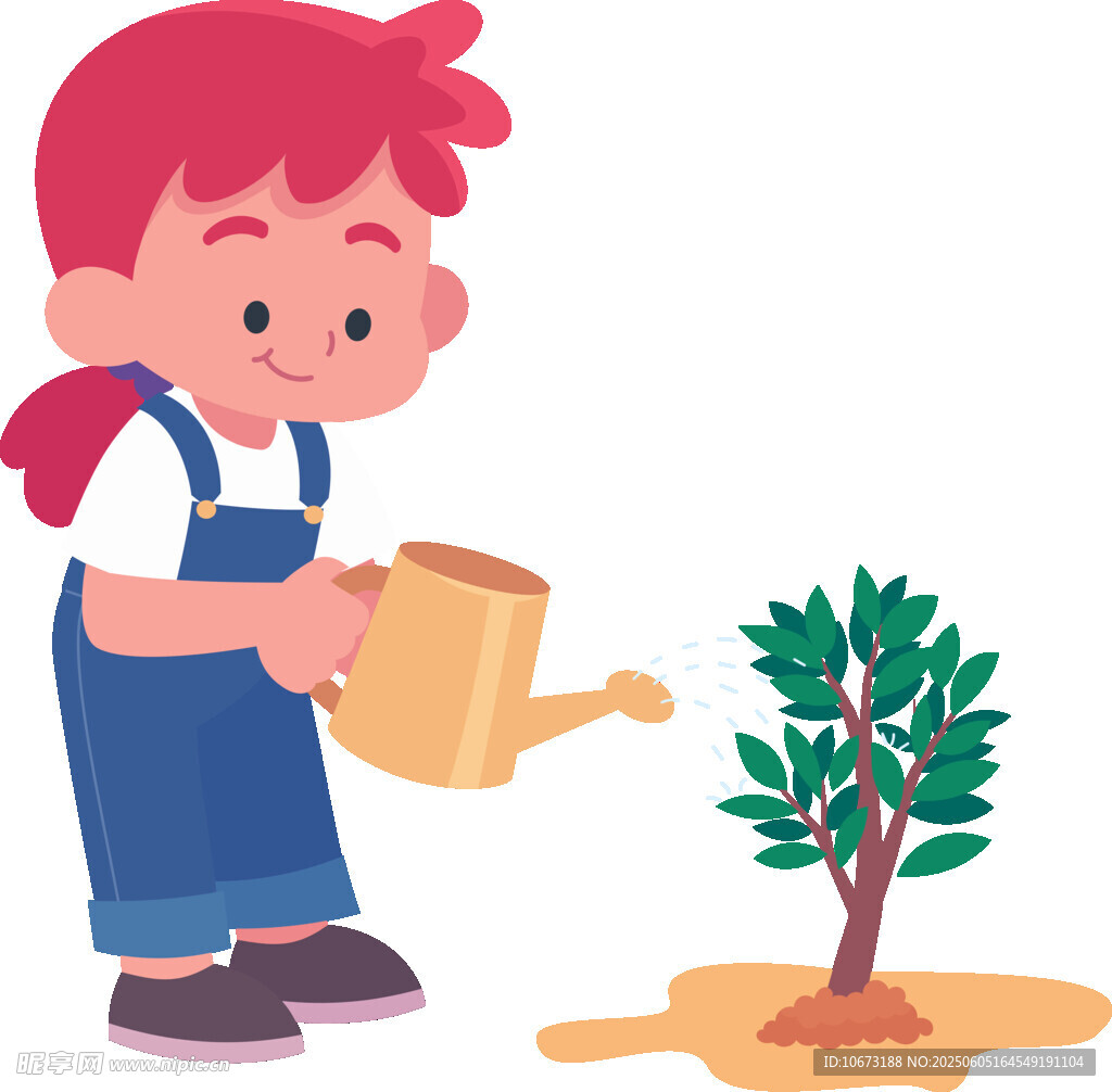 小女孩澆水植樹