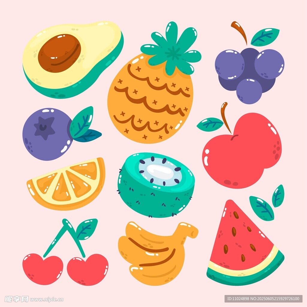 多彩水果插畫集合