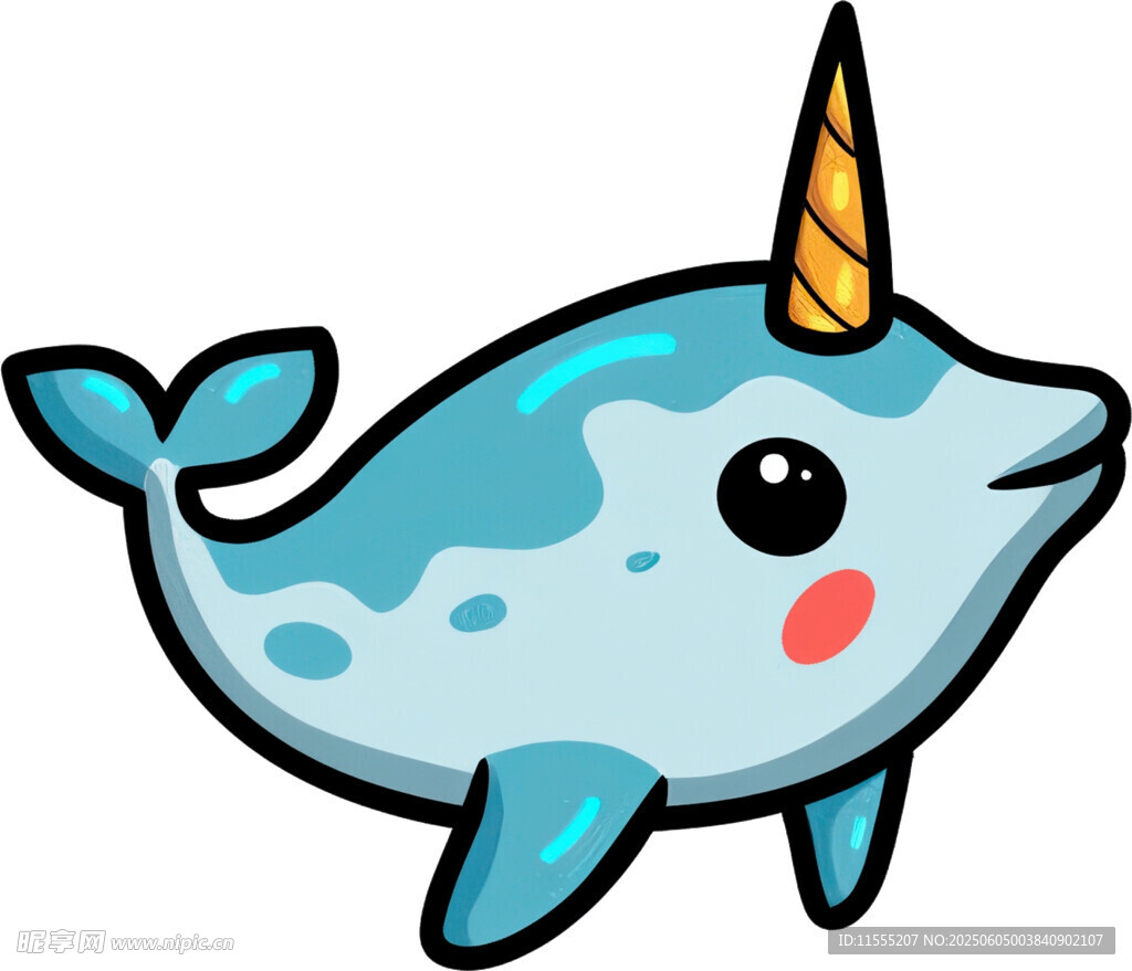 可愛獨角小鯨魚
