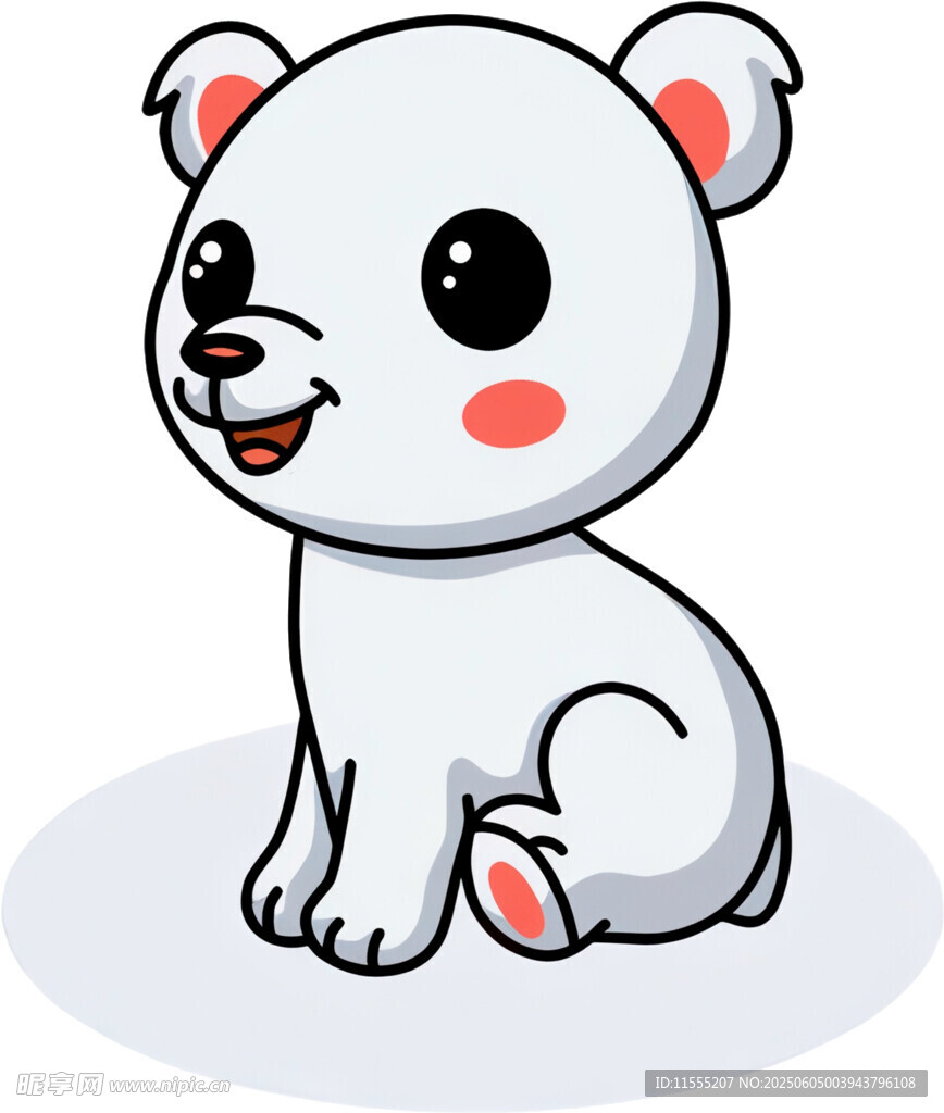 可愛坐著的卡通小白熊