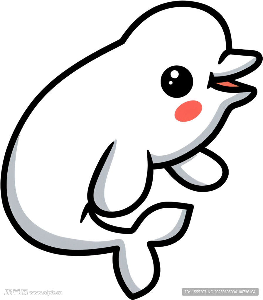 可愛卡通白海豚形象
