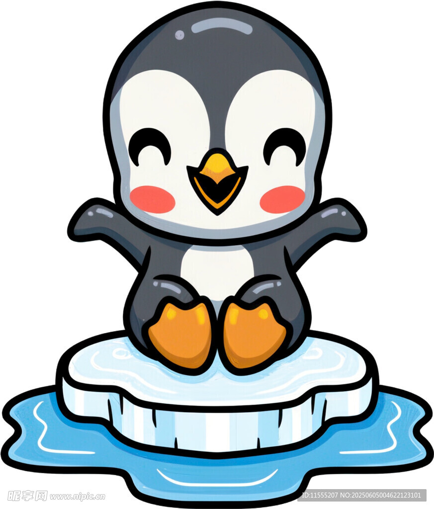 可愛企鵝站在浮冰上