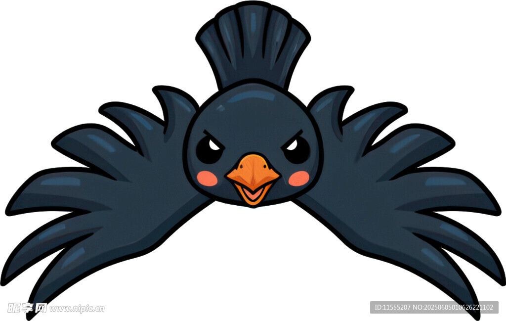 飛翔的卡通黑鳥
