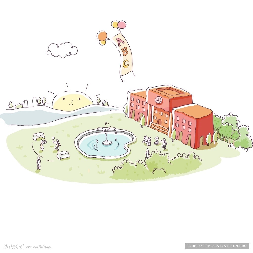 童趣校園場景插畫