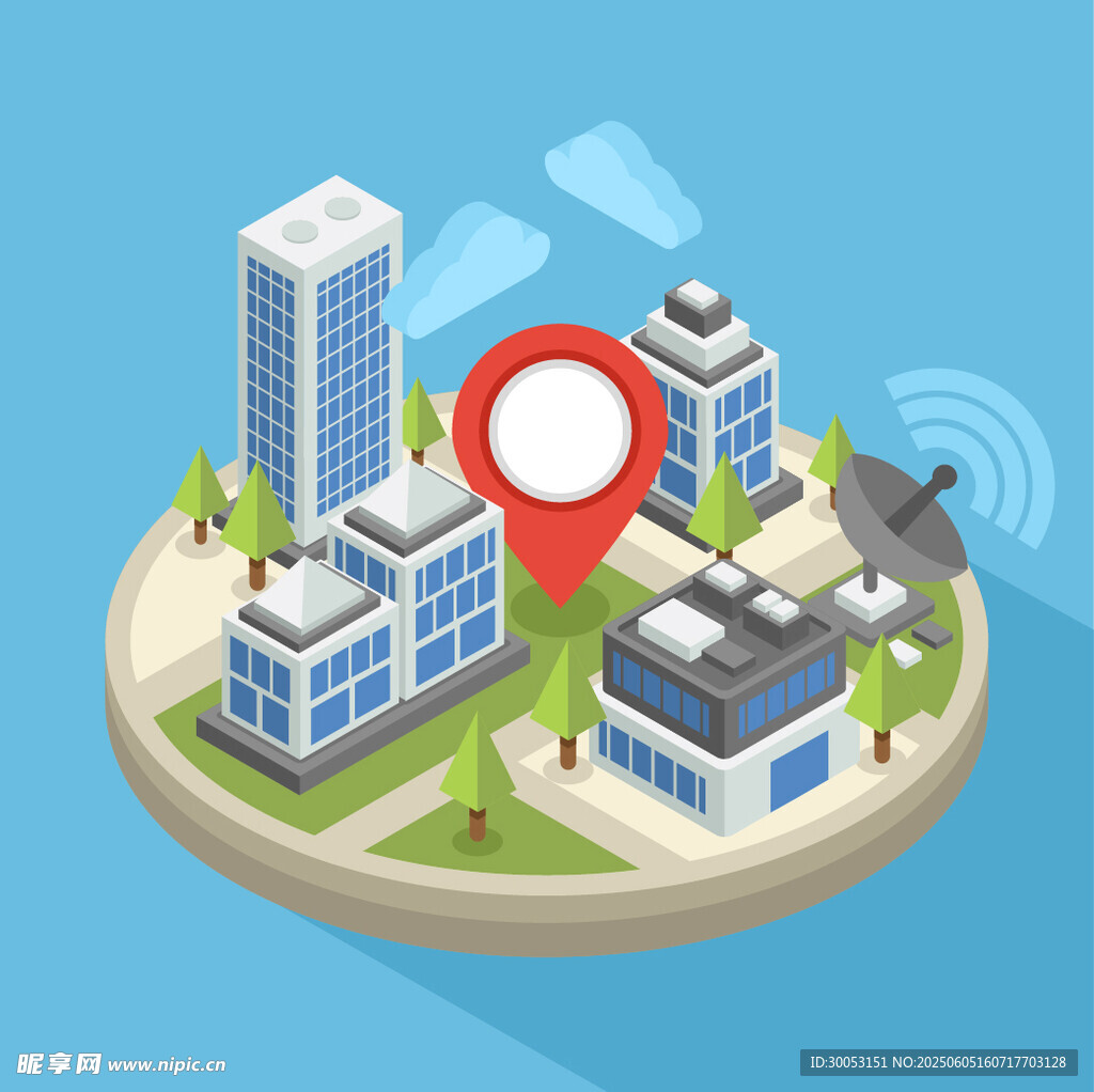 城市建筑與定位標(biāo)識場景
