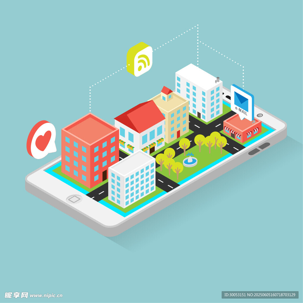 手機上的城市建筑微景觀