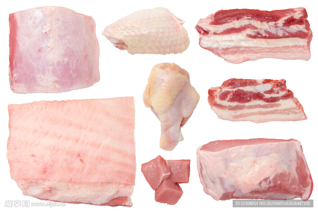 多樣新鮮豬肉食材展示