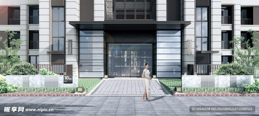 現(xiàn)代建筑前的行人景觀