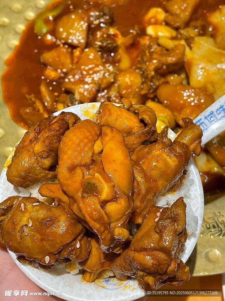 美味紅燒雞塊誘人呈現