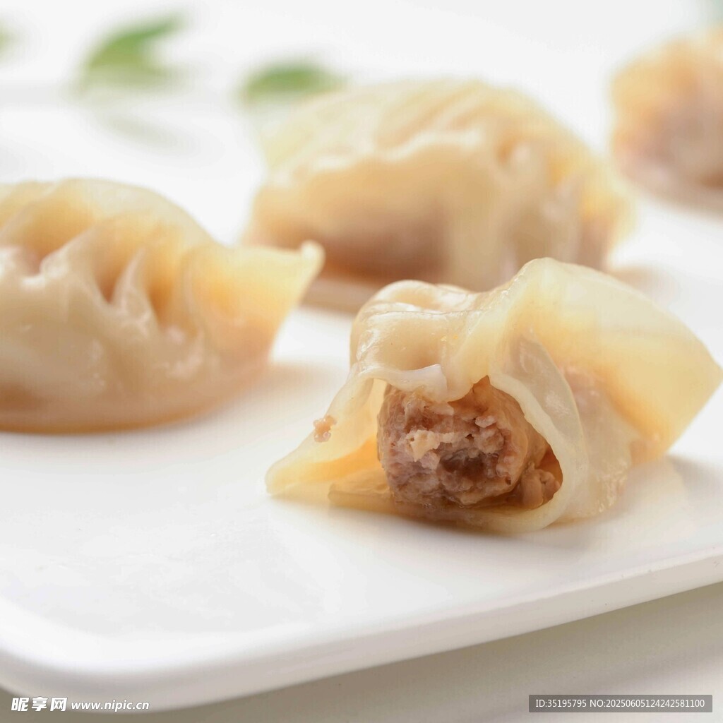 美味肉餡餃子擺于白盤