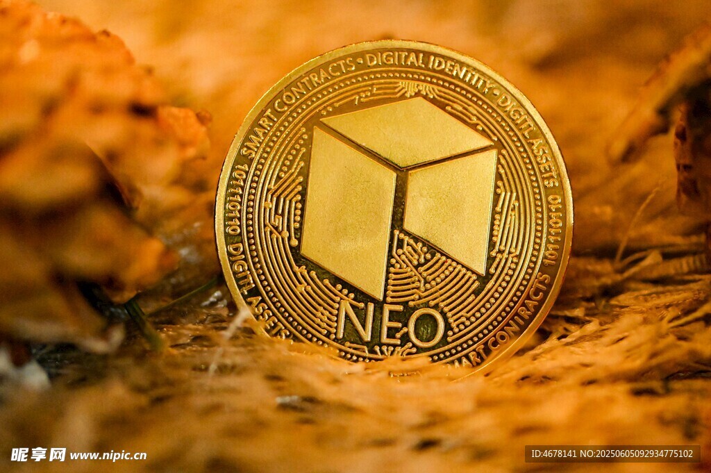 金色NEO加密貨幣特寫