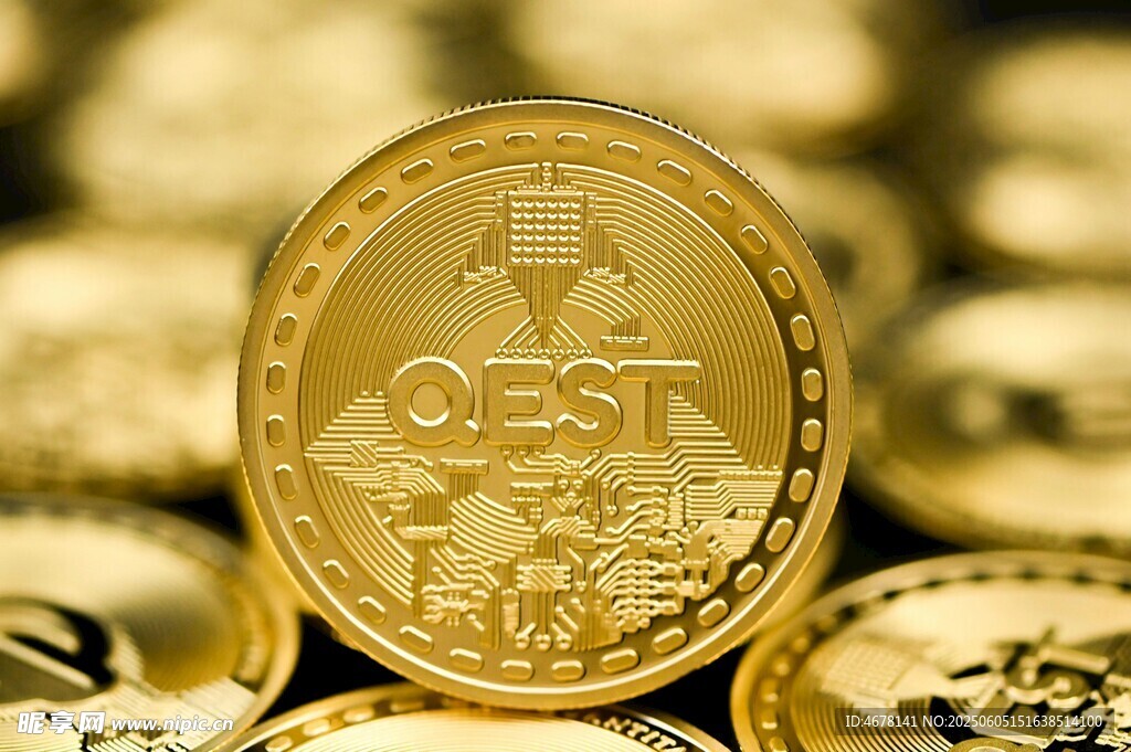 金色加密貨幣硬幣特寫