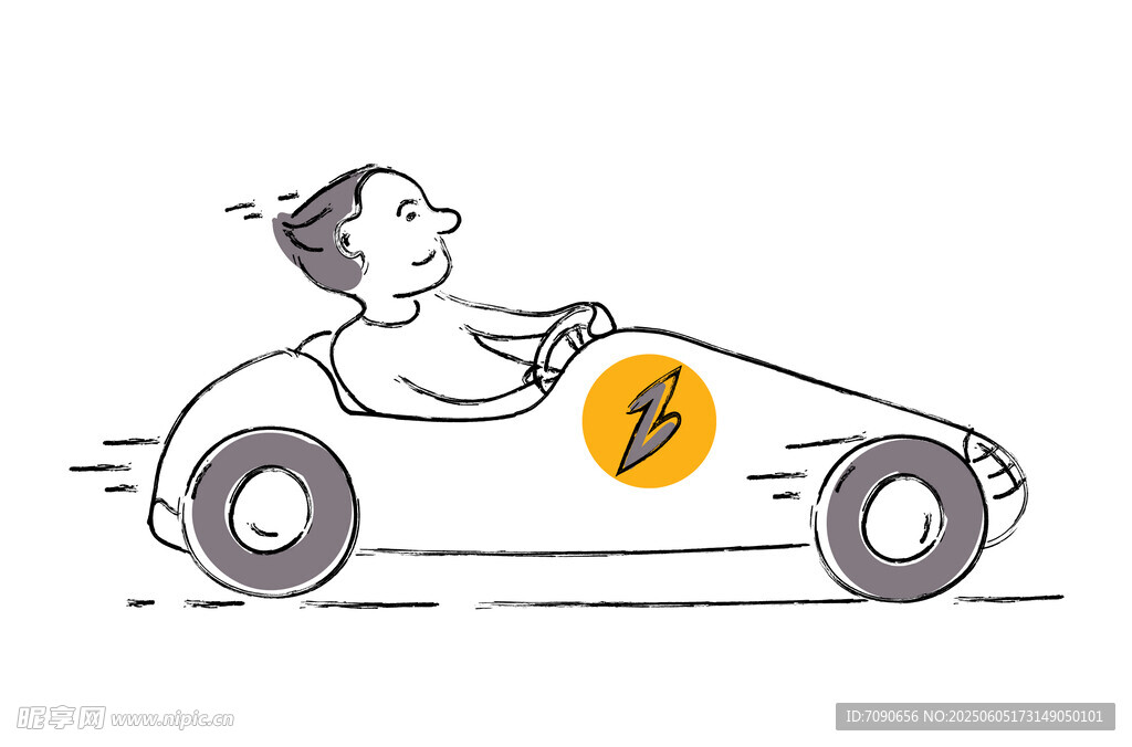 卡通人物駕駛簡易賽車