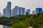 河畔林立的現(xiàn)代高樓景觀