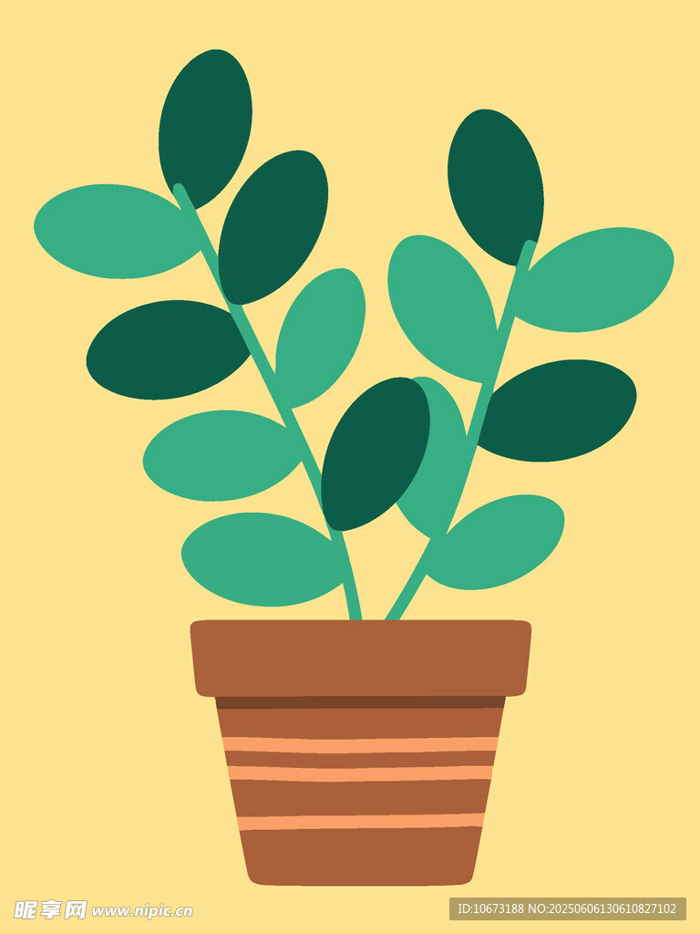 盆栽綠植插畫