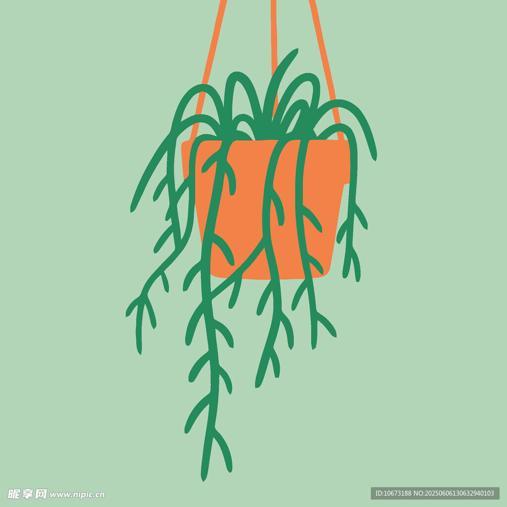 懸掛綠植盆栽插畫