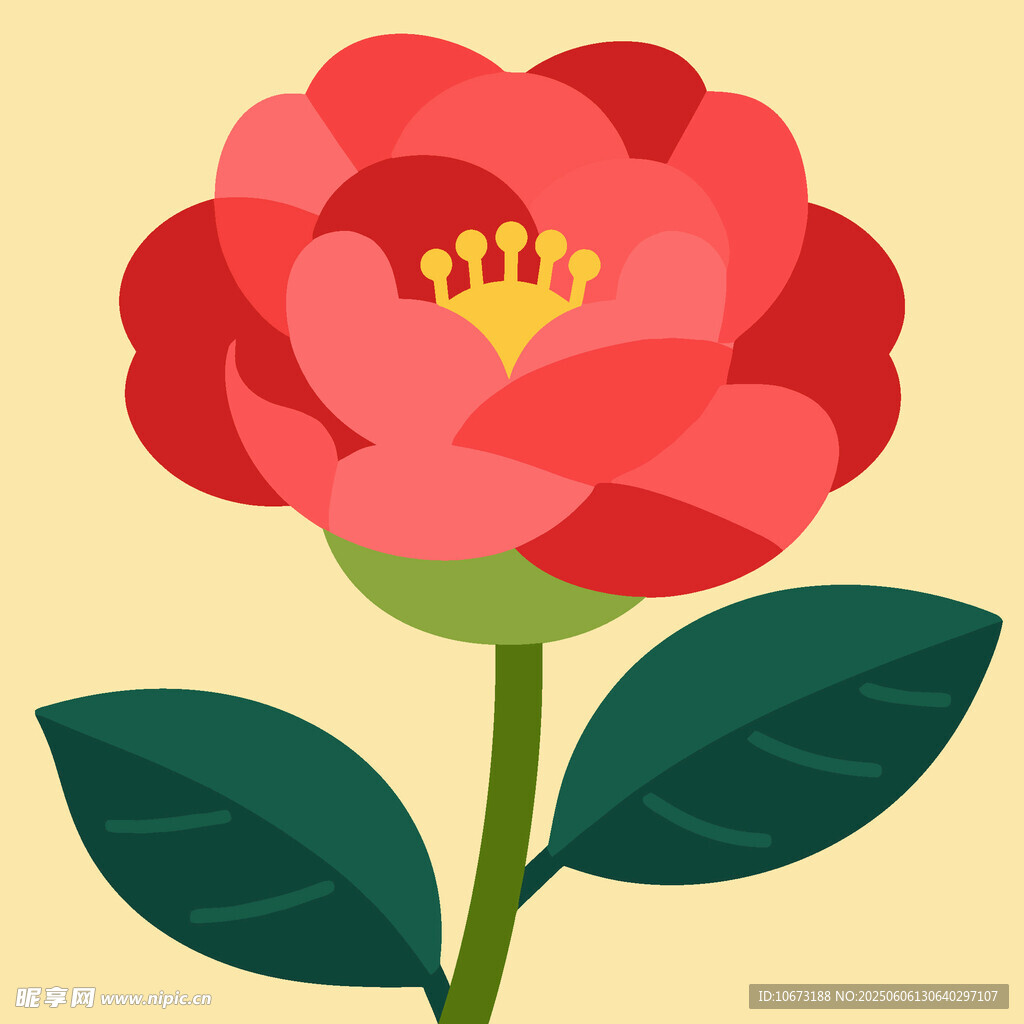 鮮艷紅花朵插畫