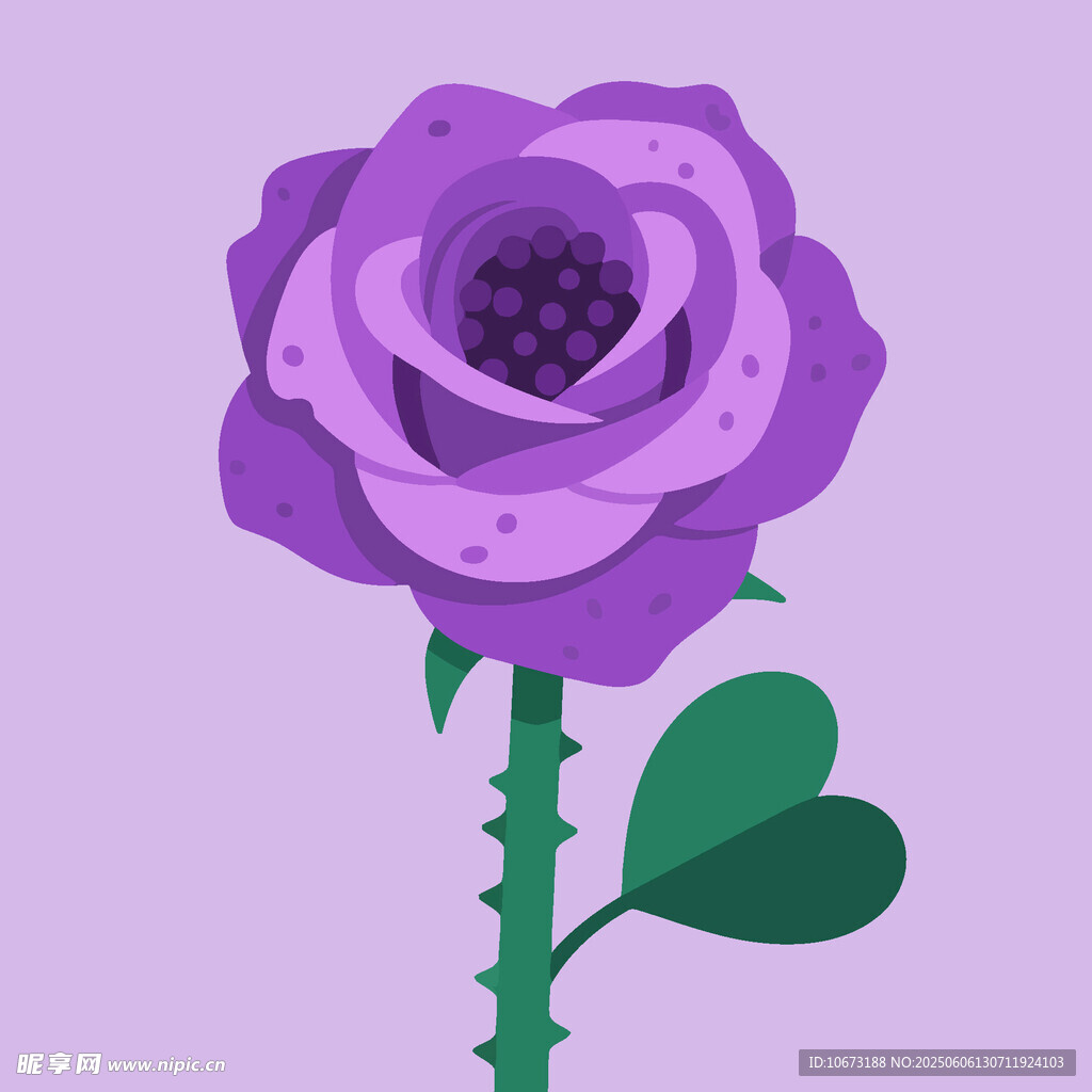 紫色卡通玫瑰插畫