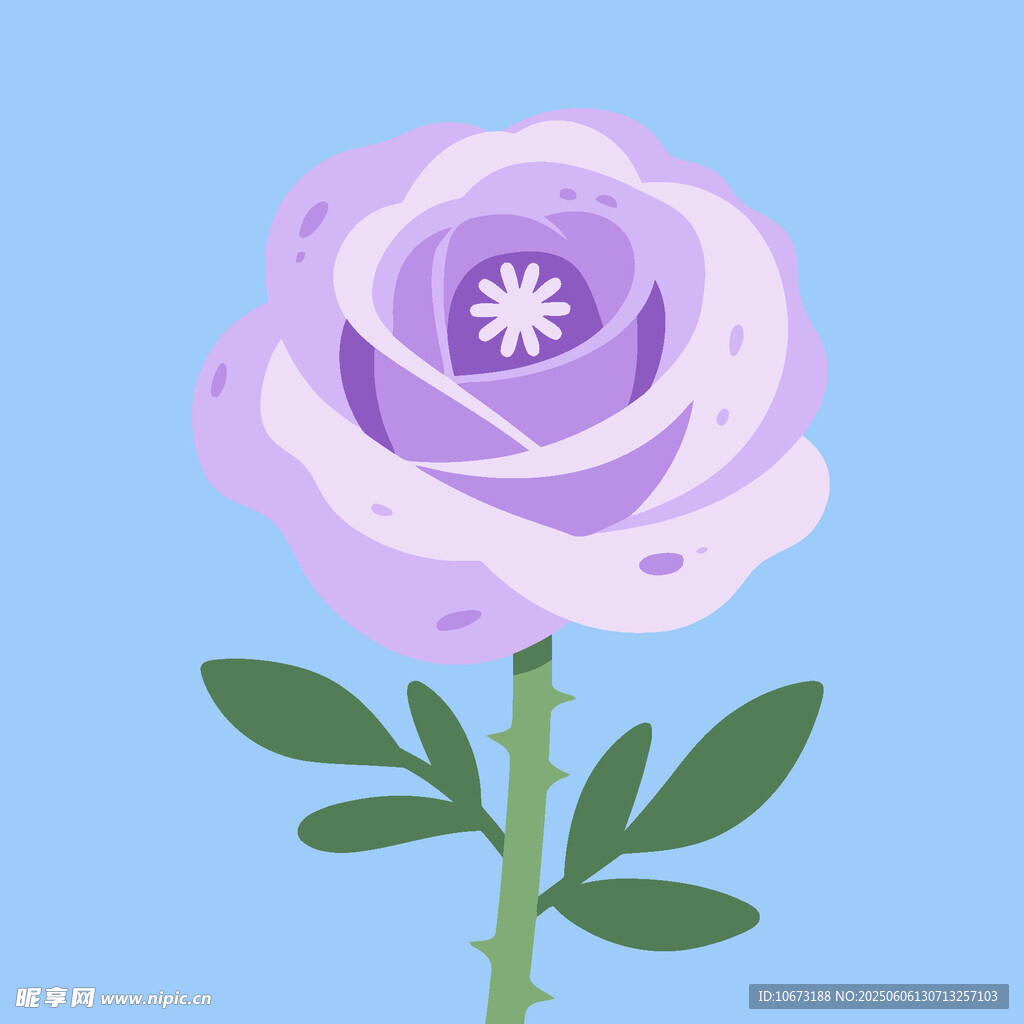 紫色卡通玫瑰花插畫