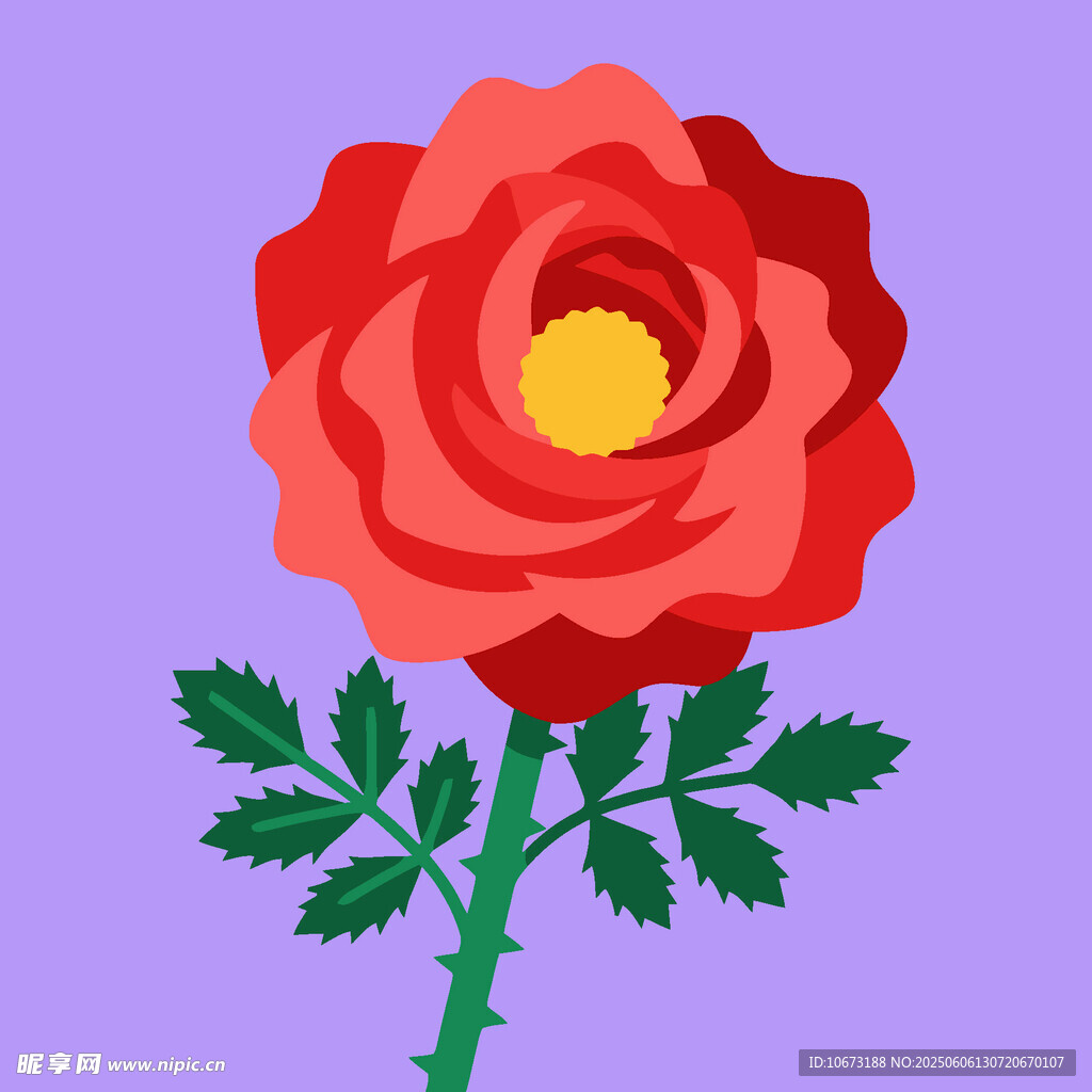 鮮艷紅玫瑰插畫