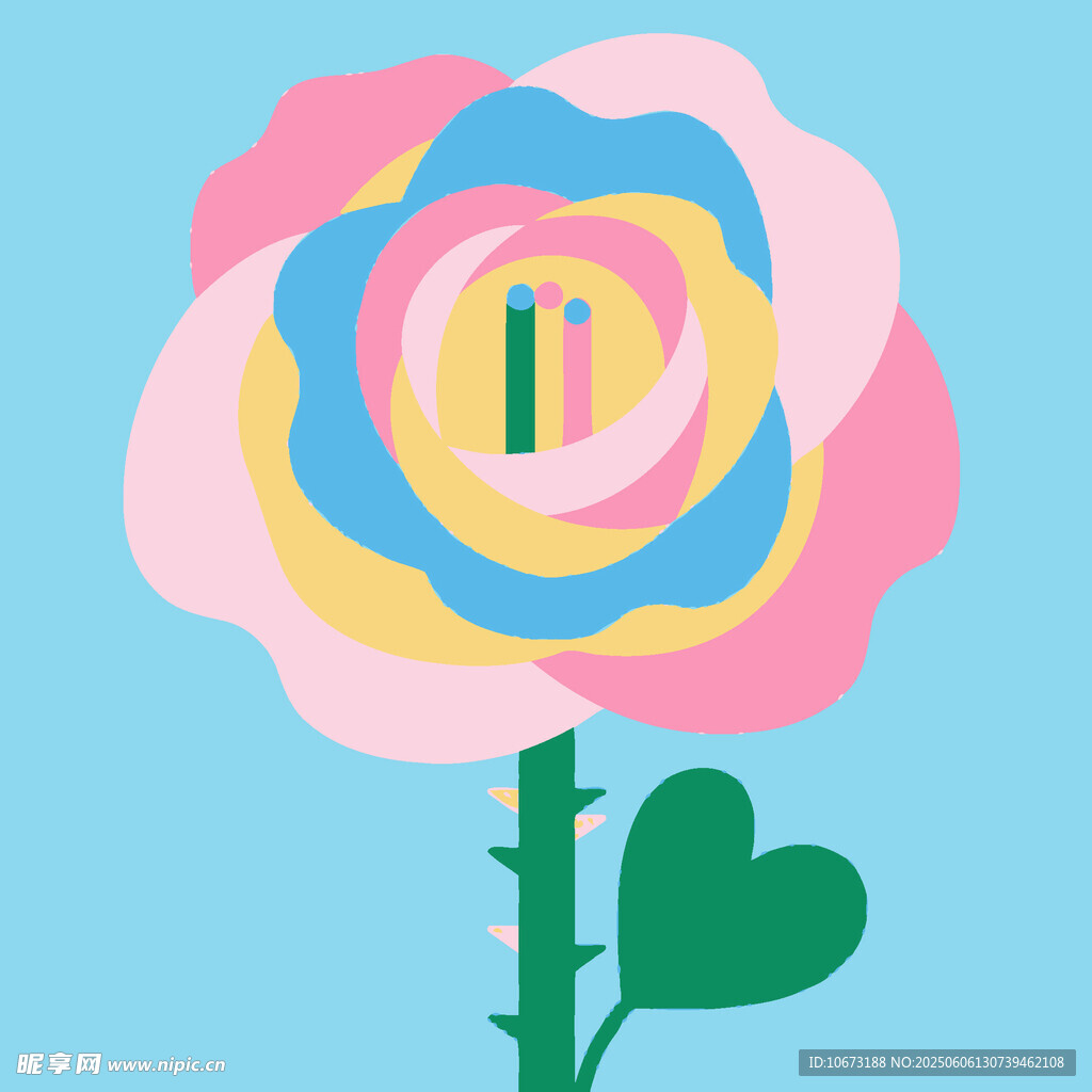 多彩玫瑰插畫