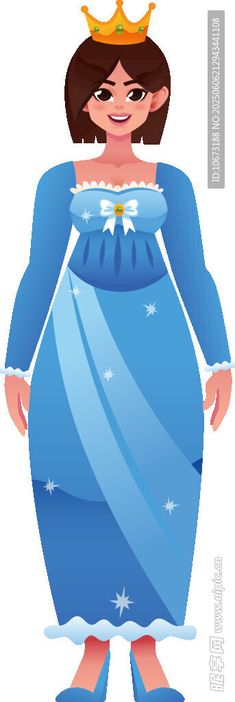 藍色公主裙裝扮的卡通女孩