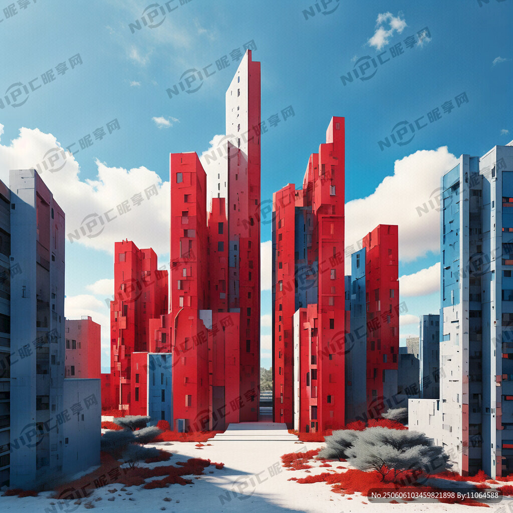 紅、灰、白建筑藍色天空封面