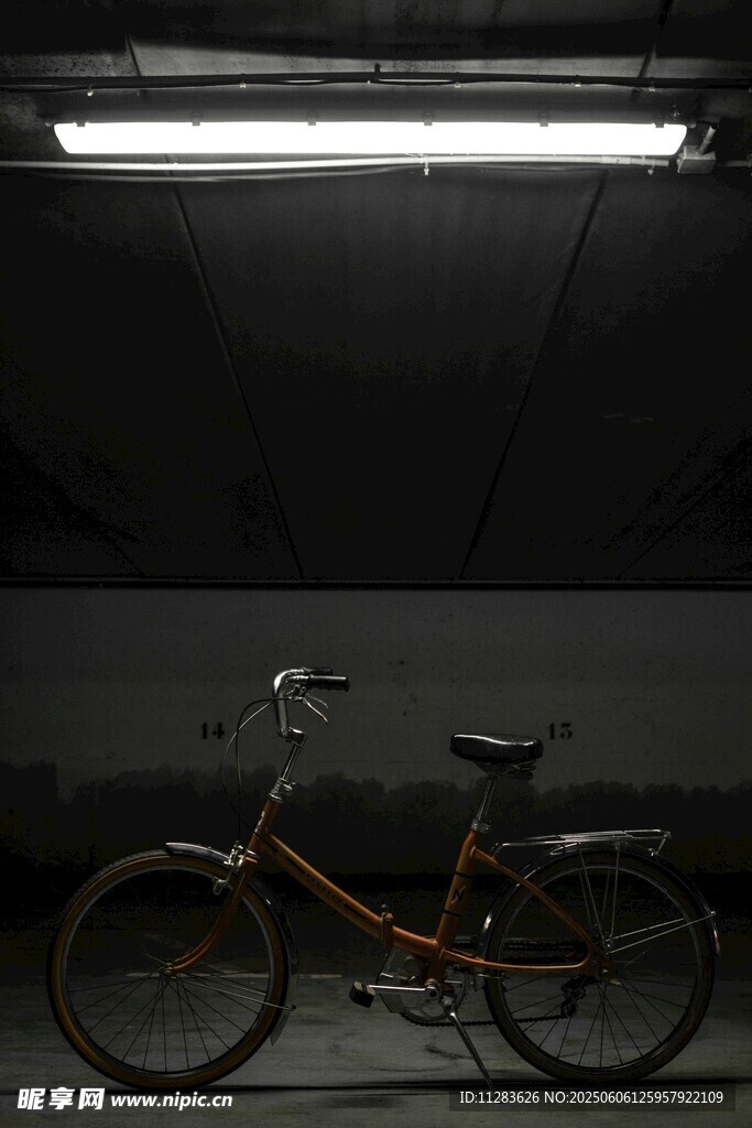 暗光下的復古自行車