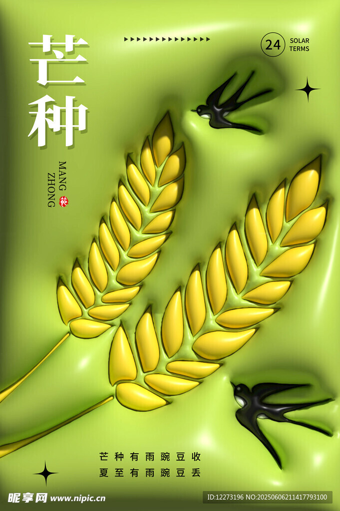 芒種時節麥穗插畫