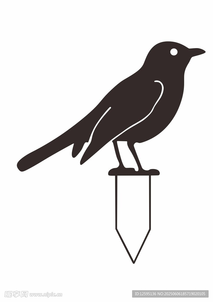 站在釘子上的簡約黑鳥