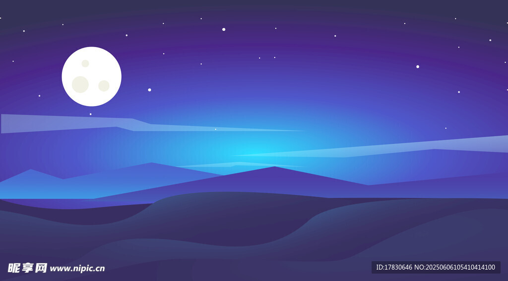 月夜下的靜謐沙漠景觀