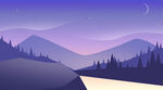 山間月夜公路美景