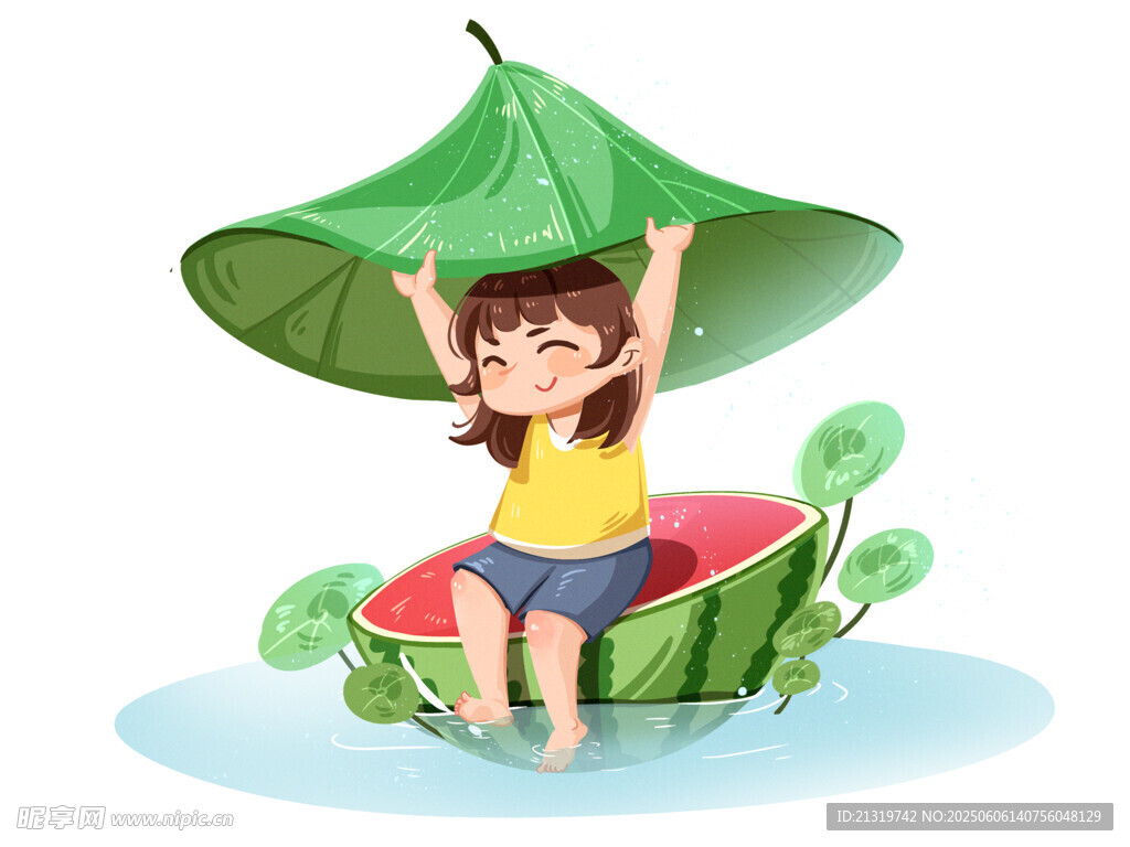 夏天西瓜插畫