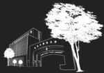 黑白建筑與樹(shù)的簡(jiǎn)約圖景