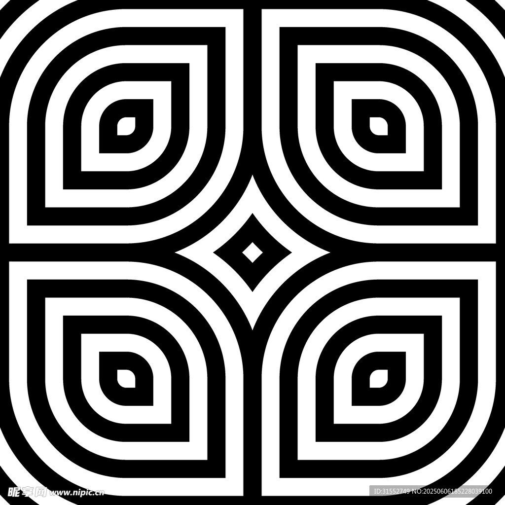 黑白幾何對(duì)稱裝飾圖案