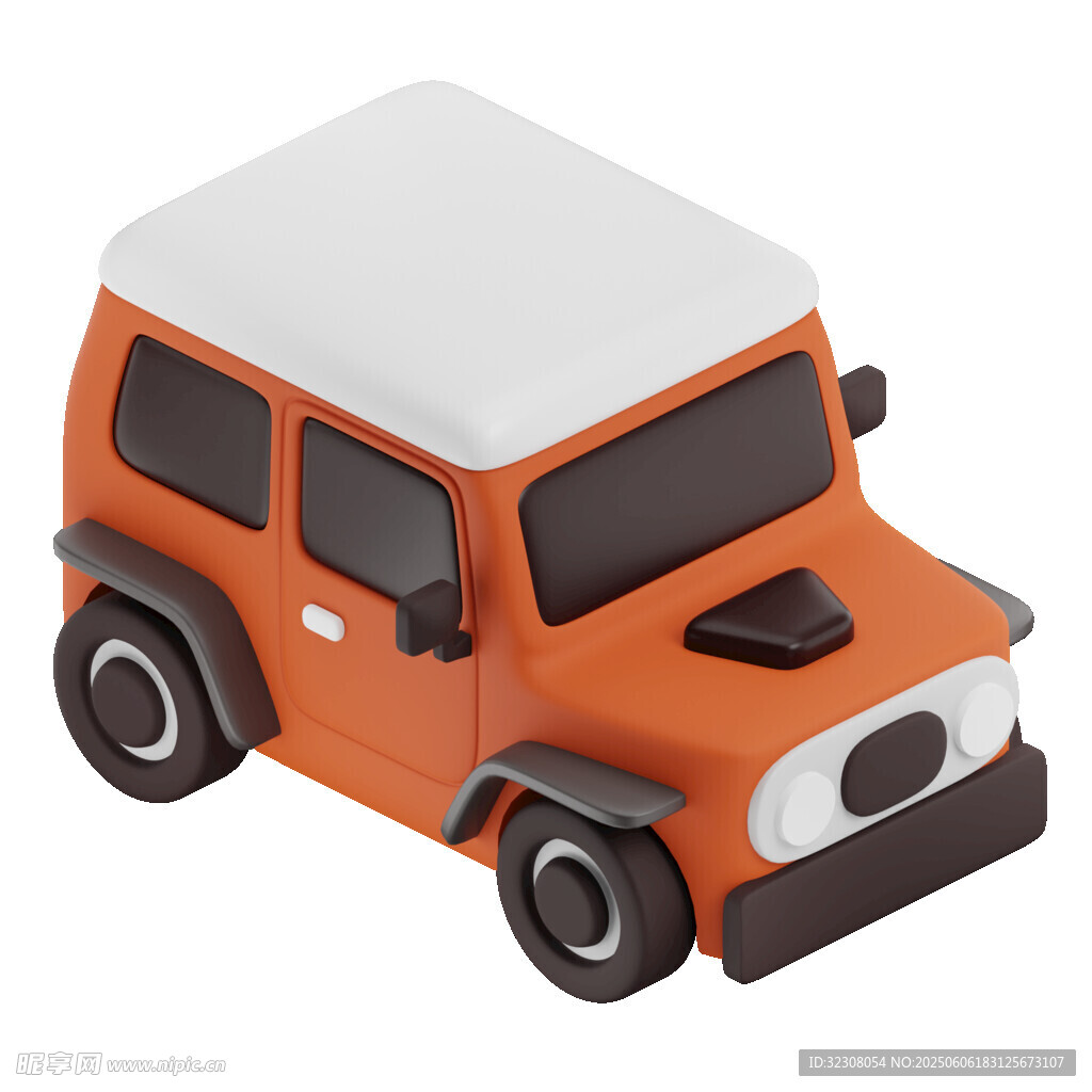 橙色卡通吉普車模型