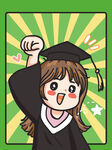 畢業女孩開心比耶