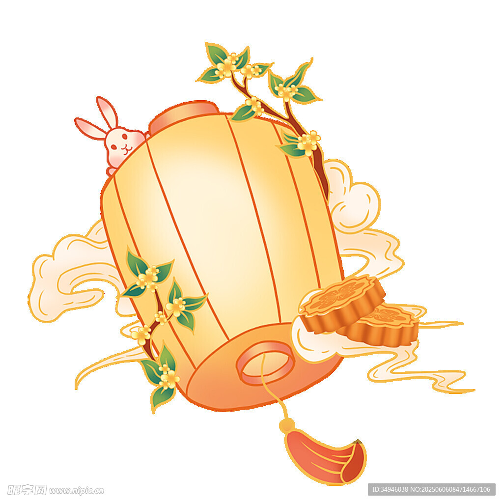 中式古風(fēng)燈籠插畫元素