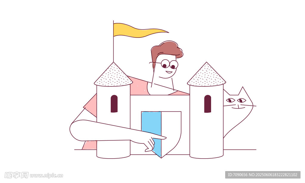卡通風格的城堡插畫