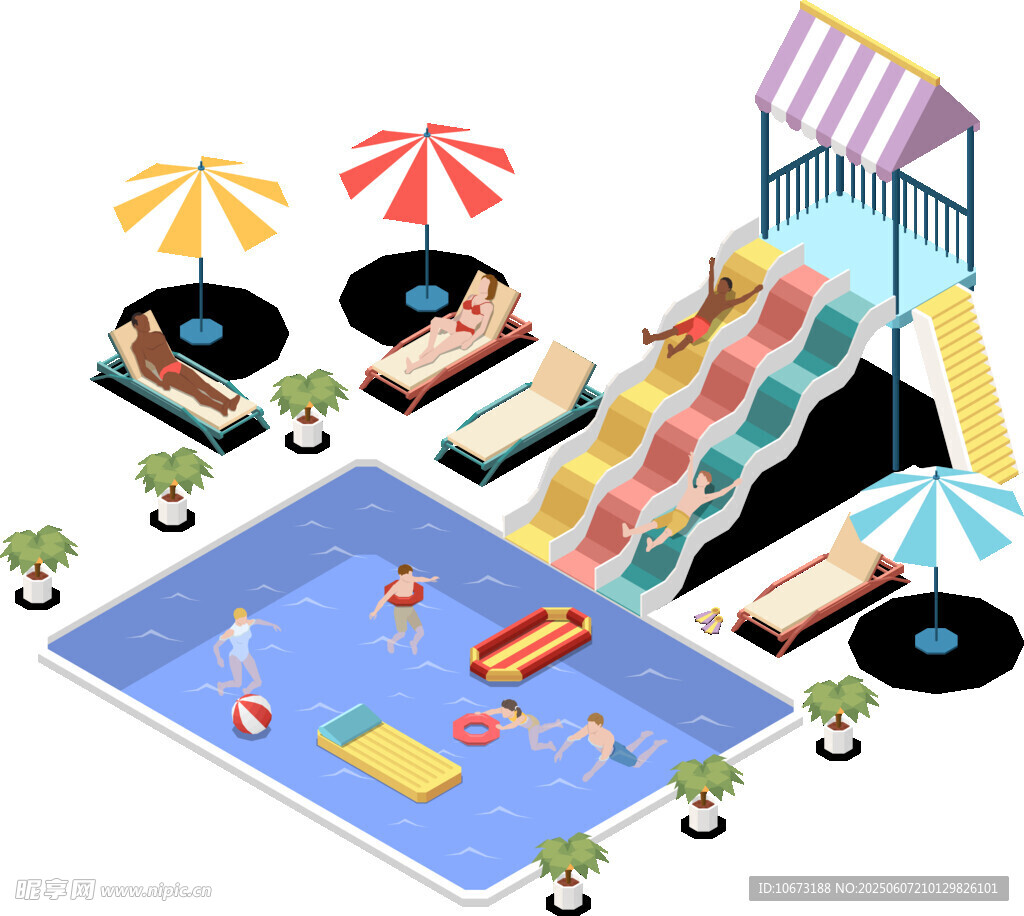 夏日水上樂園歡樂場景