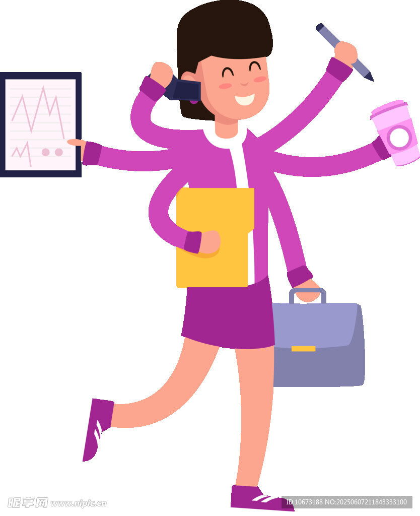 忙碌的多任務職場女性