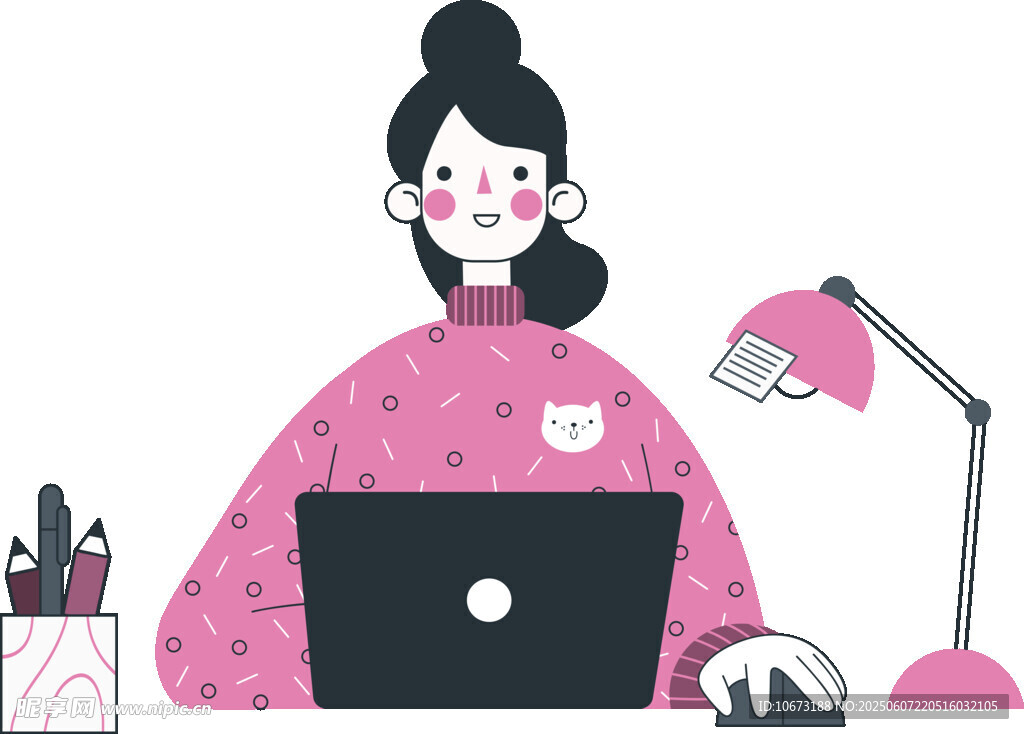 辦公女孩與可愛桌面布置