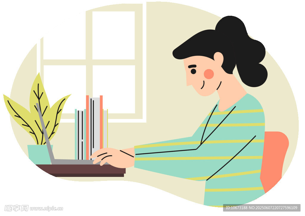 女子專注整理書架上書籍